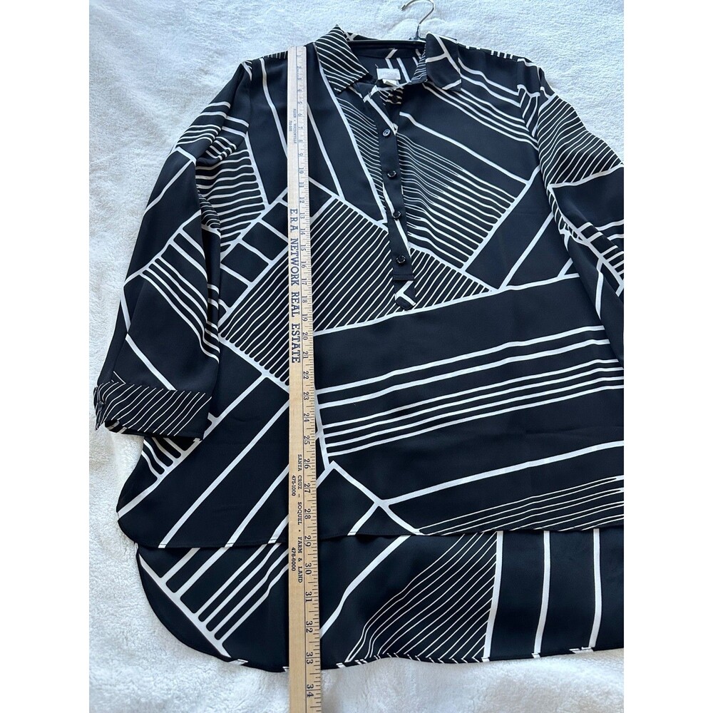 Chico's Black & White Abstract Geometric Tunic Blouse Chico’s 2 (Large / US 12) - Picture 7 of 8